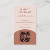 Moderne Haarstylist boogfoto QR code boho Visitekaartje (Achterkant)