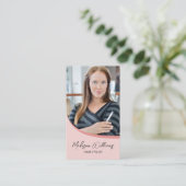 Moderne Haarstylist Foto QR Roze Visitekaartje (Staand voorkant)