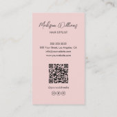 Moderne Haarstylist Foto QR Roze Visitekaartje (Achterkant)
