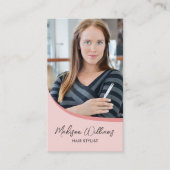 Moderne Haarstylist Foto QR Roze Visitekaartje (Voorkant)