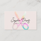 Moderne Haarstylist Holograph Schaar Logo Script Visitekaartje (Voorkant)