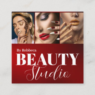 Moderne haarstylist klantfoto's elegant script vierkante visitekaartje