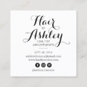 Moderne haarstylist klantfoto's elegant script vierkante visitekaartje (Achterkant)