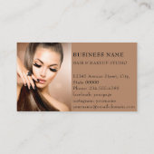 Moderne haarstylist klantfoto's elegant script visitekaartje (Achterkant)