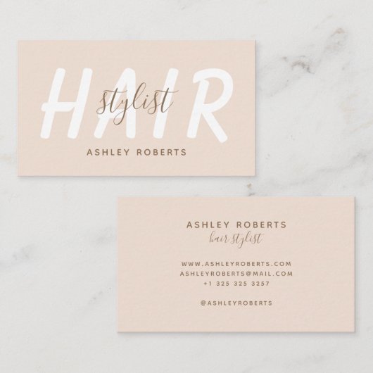 Moderne haarstylist licht zwart visitekaartje (Voorkant / Achterkant)