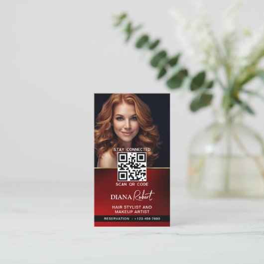 Moderne haarstylist Make-up Artist Beauty Salon Ar Visitekaartje (Staand voorkant)