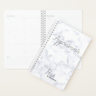 moderne haarstylist met een grijze marmer planner