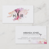 moderne haarstylist roze waterverf verfspleet visitekaartje (Voorkant / Achterkant)