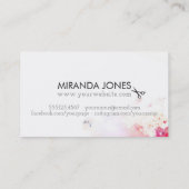 moderne haarstylist roze waterverf verfspleet visitekaartje (Achterkant)