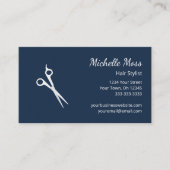 Moderne Haarstylist Schaar Navy Blue QR code Visitekaartje (Voorkant)