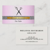 Moderne Haarstylist Scissors Logo Sequin Visitekaartje (Voorkant / Achterkant)