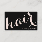 Moderne haarstylist script zwart zwart roze visitekaartje (Voorkant)