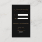 Moderne haarstylist zwart en goud afsprakenkaartje (Achterkant)