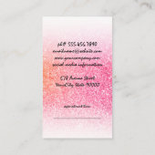 Moderne haarstyliste Logo | Roze Glitter Afsprakenkaartje (Achterkant)