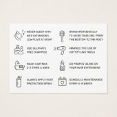 Moderne haarUitbreidingen Aftercare Advice Kaart (Achterkant)