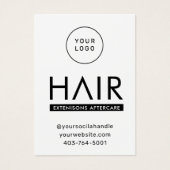 Moderne haarUitbreidingen Aftercare Advice Kaart (Voorkant)