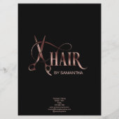Moderne Hair Salon Hair Stylist Roos Gold Menu (Achterkant)