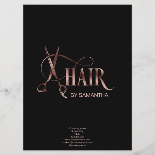 Moderne Hair Salon Hair Stylist Roos Gold Menu (Achterkant)