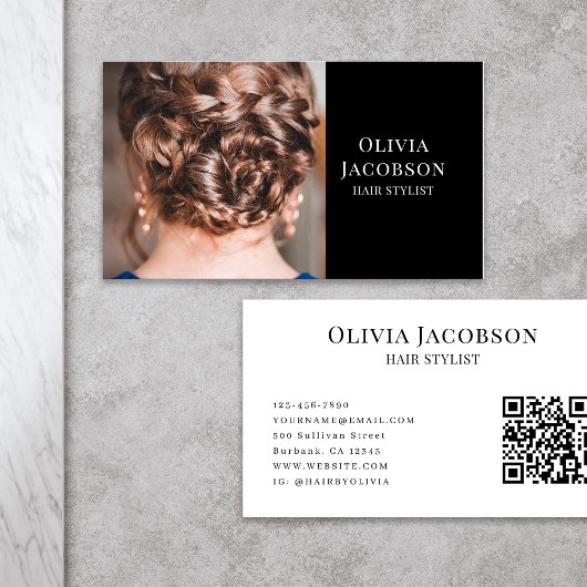 Moderne Hair Stylist Foto QR Code Visitekaartje
