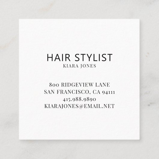 Moderne Hair Stylist Foto Vierkante Visitekaartje (Achterkant)