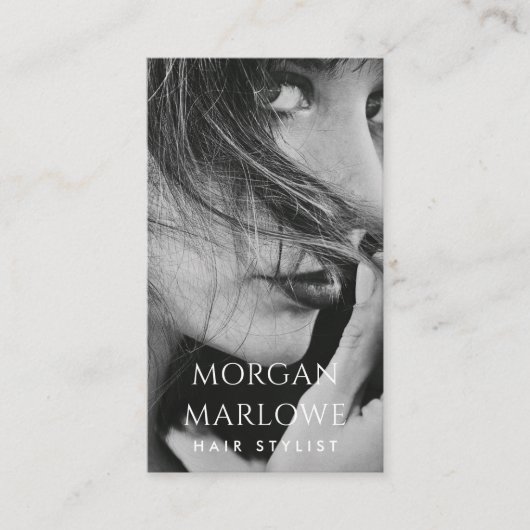 Moderne Hair Stylist Professionele Foto Visitekaartje (Voorkant)