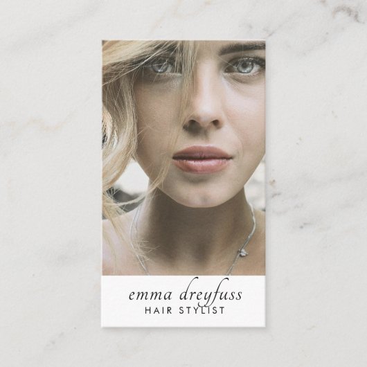 Moderne Hair Stylist Professionele Foto Visitekaartje (Voorkant)