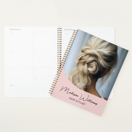 Moderne Hair Stylist Salon Custom Photo Script Roz Planner (Display)