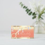 Moderne Hairdresser-schaar maakt gouden Oranje Visitekaartje (Staand voorkant)