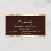 Moderne hairdresser-schaar maakt goudroze zwart visitekaartje (Achterkant)