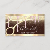 Moderne hairdresser-schaar maakt goudroze zwart visitekaartje (Voorkant)