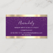 Moderne Hairdresser-schaar Paarse schijven Glitter Visitekaartje (Achterkant)
