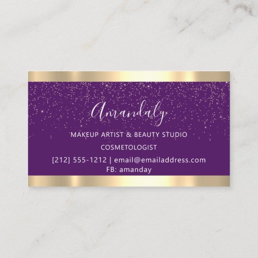 Moderne Hairdresser-schaar Paarse schijven Glitter Visitekaartje (Achterkant)