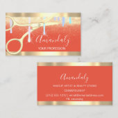 Moderne Hairdresser-schaar zorgt voor goudkoraal Visitekaartje (Voorkant / Achterkant)