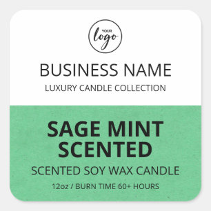 Moderne halfgroene witte sojakanaallabels vierkante sticker