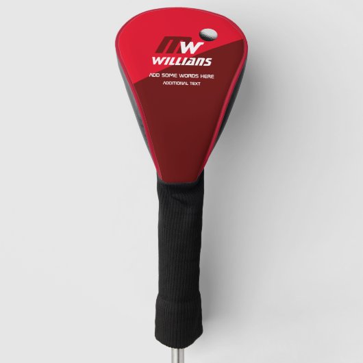 moderne halfrode golfer monogram golfheadcover (Voorkant)