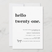 Moderne Hallo 21e uitnodiging van de Birthday Part (Voorkant)