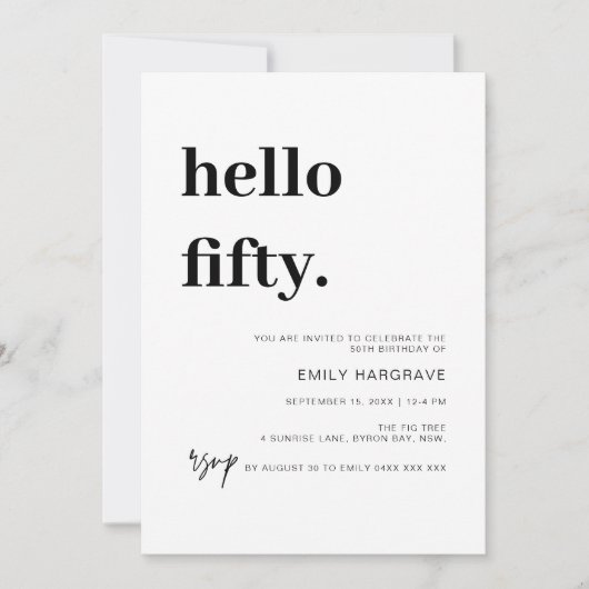 Moderne Hallo 500ste uitnodiging van de Birthday P (Voorkant)