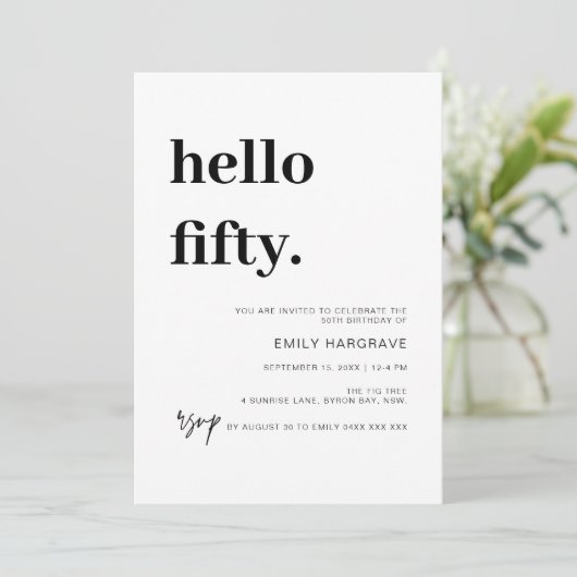 Moderne Hallo 500ste uitnodiging van de Birthday P (Staand voorkant)