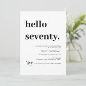 Moderne Hallo 70e verjaardag van de uitnodiging va (Staand voorkant)