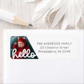 Moderne Hallo Aankondiging geboorte met foto-terug Etiket (Insitu)