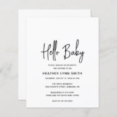 Moderne Hallo Baby Budget Baby shower Uitnodiging (Voorkant / Achterkant)