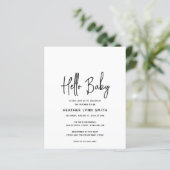 Moderne Hallo Baby Budget Baby shower Uitnodiging (Staand voorkant)