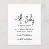 Moderne Hallo Baby Budget Baby shower Uitnodiging (Voorkant)