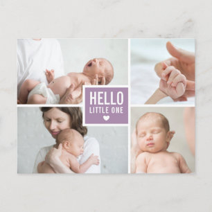 Moderne 'Hallo' en Geboorteaankondigingsfoto's Briefkaart