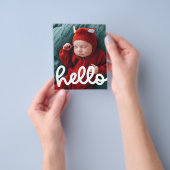 Moderne 'Hallo' Geboorteaankondiging met Foto Budg Flyer (Hand)
