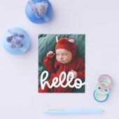 Moderne 'Hallo' Geboorteaankondiging met Foto Budg Flyer (Enkel)