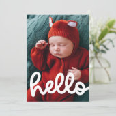Moderne Hallo geboorteaankondiging met fotokaart (Staand voorkant)