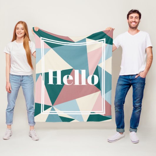 Moderne Hallo kleurrijke driehoeken in het voorjaa Fleece Deken (In situ)