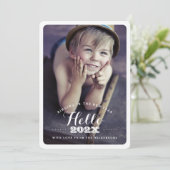 Moderne Hallo nieuwjaarsdag 2-fotokaart Feestdagenkaart (Staand voorkant)
