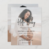 Moderne Hallo Uitnodiging tot Baby shower voor fot (Voorkant / Achterkant)